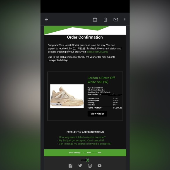 Jordan 4 off white sail - Picture 8 of 8